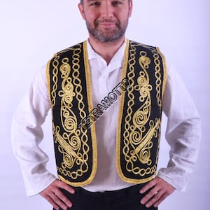 black vest Embroidered Vest Waistcoat Waist costume