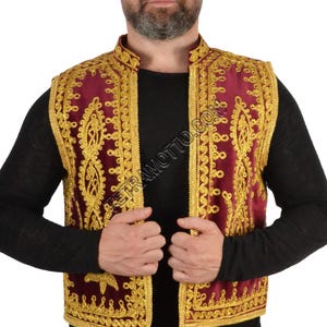 burgundy vest Embroidered Vest Waistcoat Waist costume