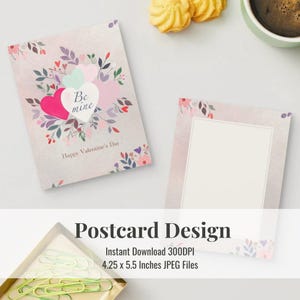 Carte postale de la Saint-Valentin - Coeur floral Soyez à moi | Téléchargement numérique