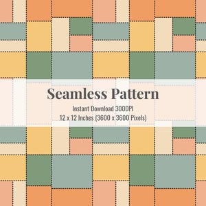 Pastel Geometric Seamless Pattern – Retro Quilt Style (Digital Download)