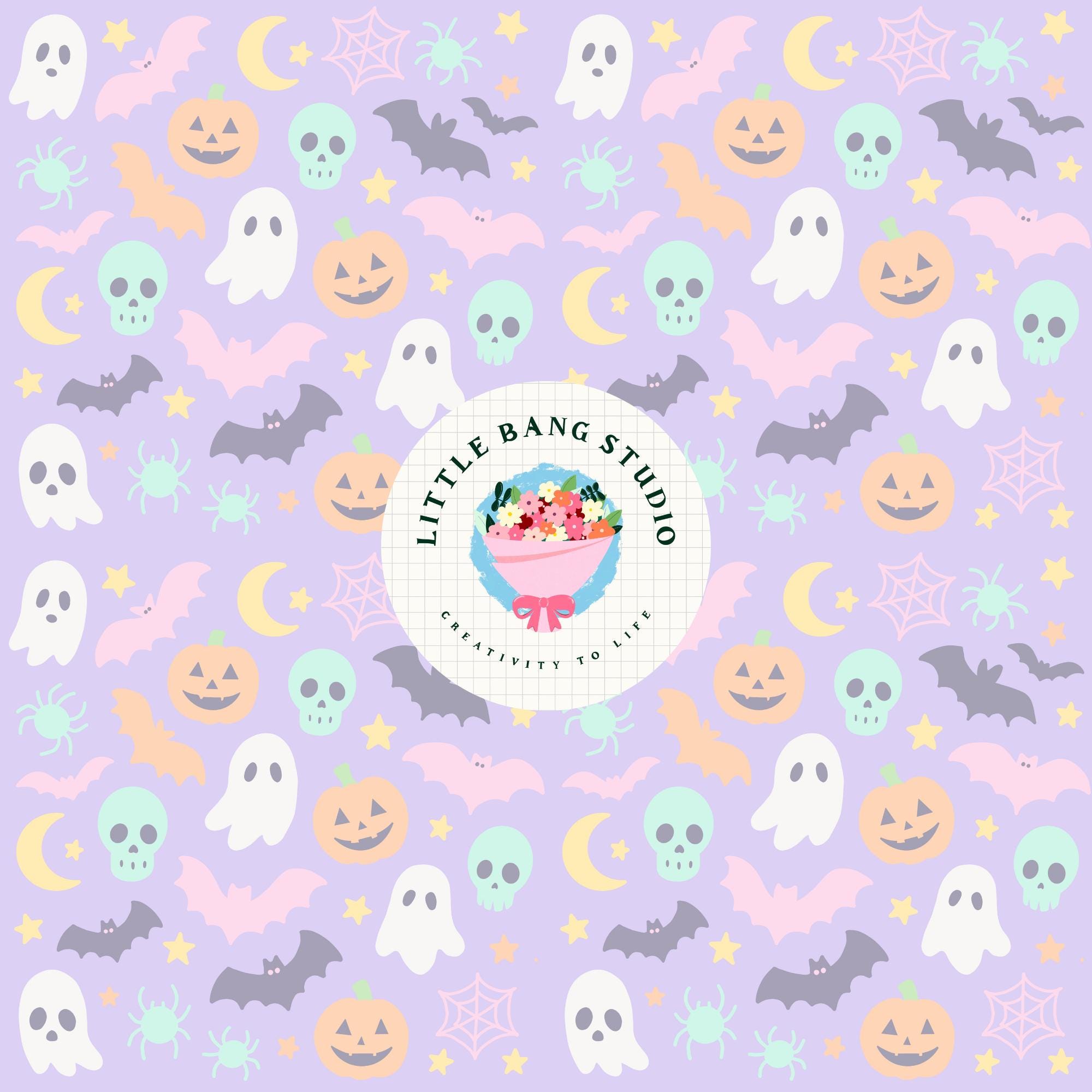 Halloween Pastel Seamless Pattern Bundle - Cute Digital Paper Set ...