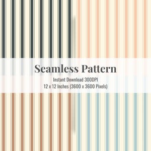Striped Seamless Pattern Bundle: Neutral Pastel Digital Paper (PNG, 300DPI)