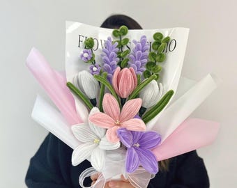 Lily Bloom Pipe Cleaner Flower Bouquet | Forever Floral Home Decor | Special Day Flower Gift