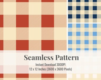 Gingham Digital Paper – Summer Picnic Seamless Pattern Bundle (Instant Download)
