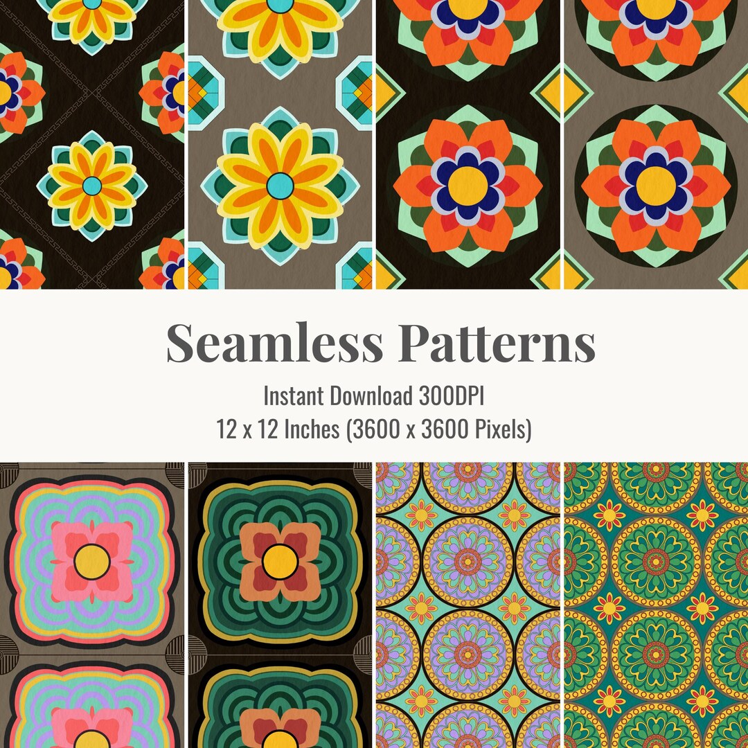 Korean Dancheong Seamless Pattern Bundle | Traditional Korean Motif ...