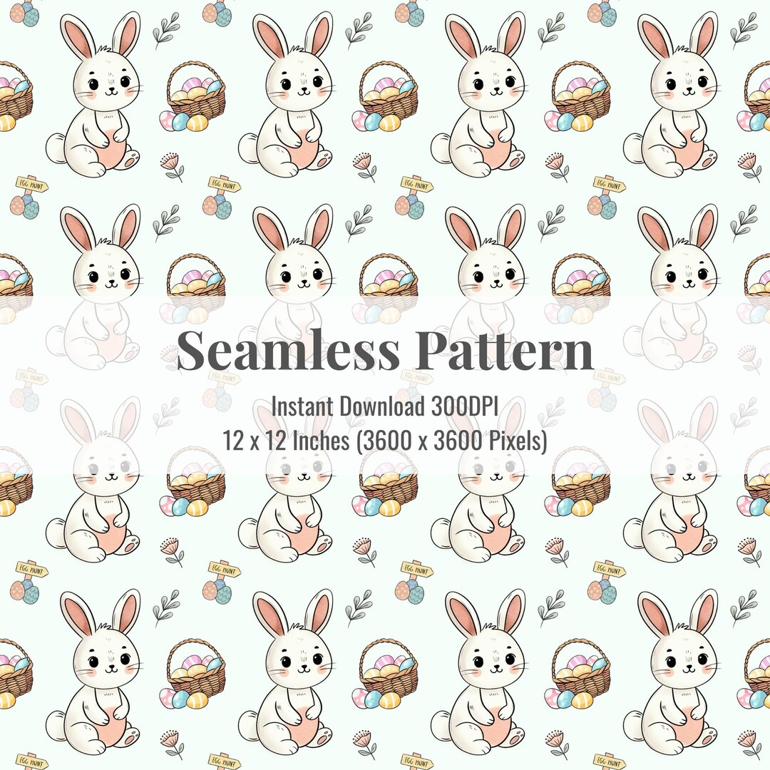 Easter Bunny Seamless Pattern – Spring Digital Paper (digital Download ...