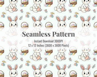 Easter Bunny Seamless Pattern – Spring Digital Paper (Digital Download)