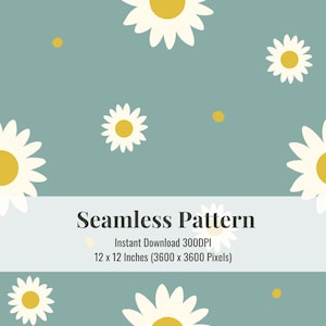 Daisy Seamless Pattern: Floral Fabric, Wallpaper, Scrapbooking (Digital Download)