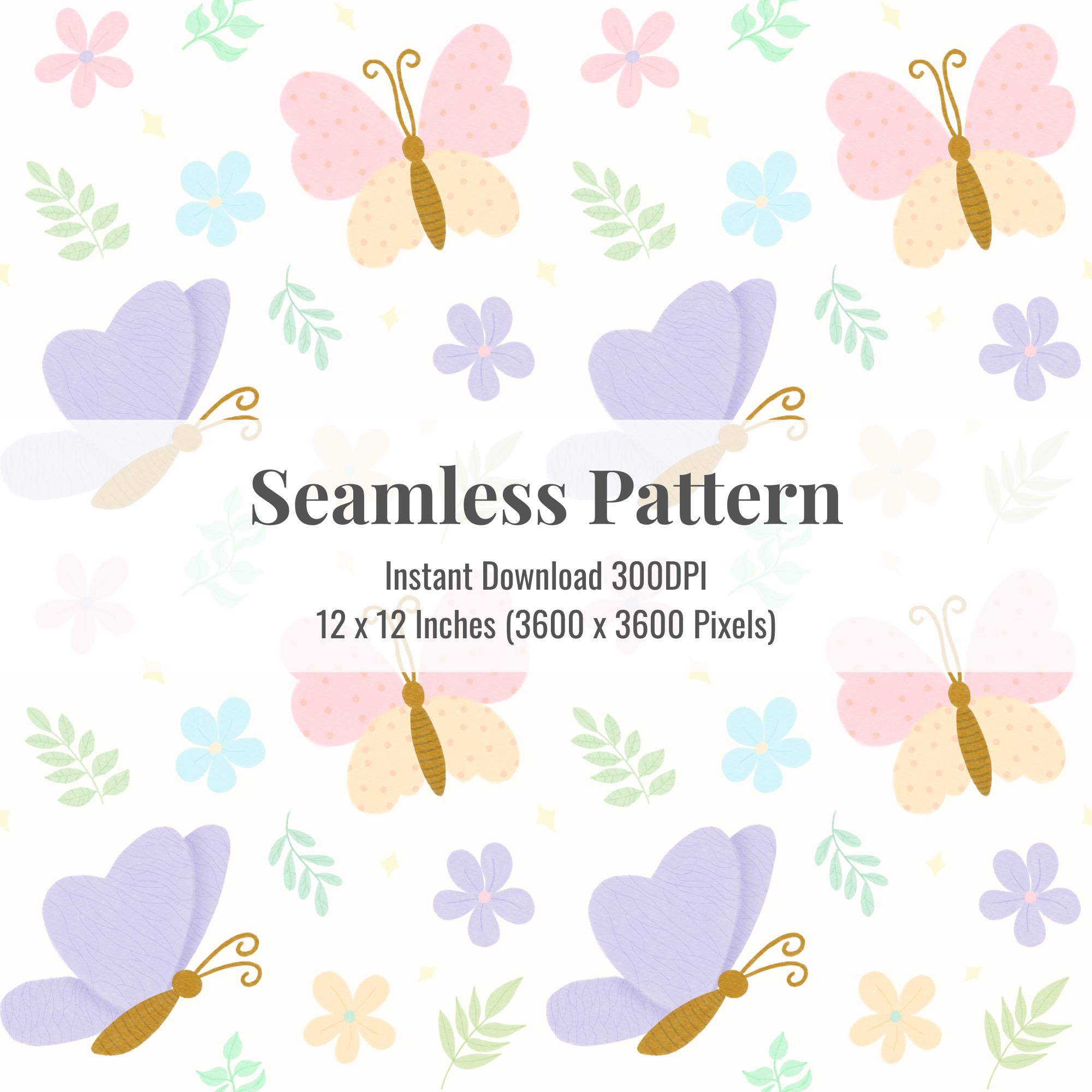 Pastel Butterfly Seamless Pattern | Cute Spring Digital Paper | Kawaii ...