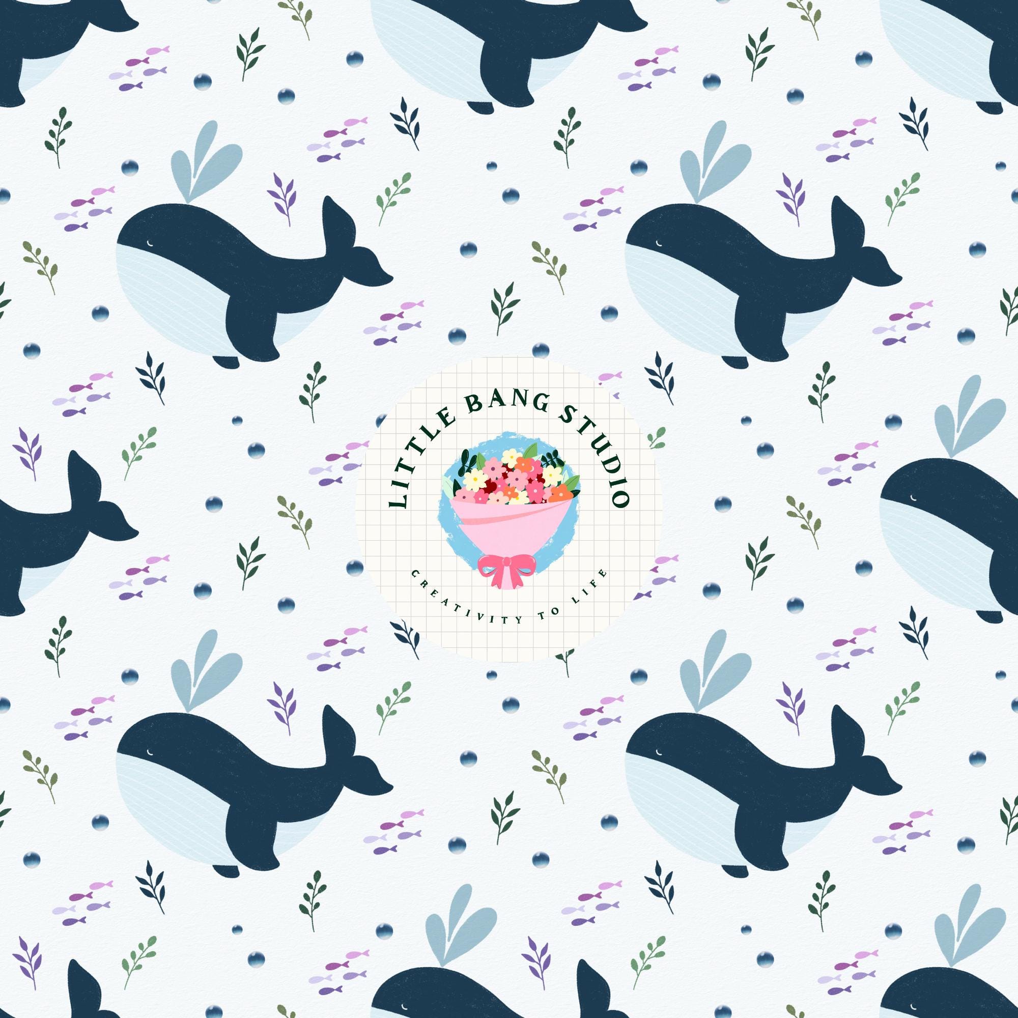 Whale Ocean Seamless Pattern | Cute Nautical Digital Paper | Under the ...