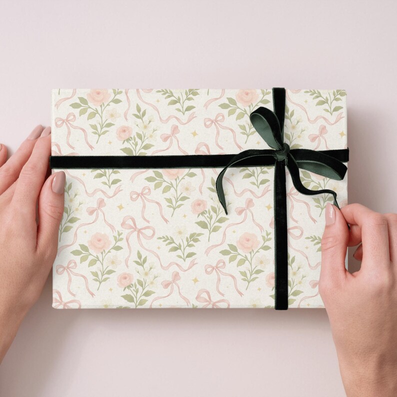 Pastel Ribbon Box Pastel Rose & Ribbon Seamless Pattern | Hand Drawn Watercolor Floral ...