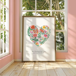 In the World / Flower illustration / Playroom / Nursery Art / Kids Room / Art / Print / Gifts for Her / kids / Flowers / Positive / Bright