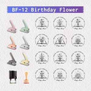 Timbro per goffratura a forma di fiore di nascita, timbro per sigillo in ceralacca, fiore del mese, motivo botanico vintage, strumento per la scrittura di diari, regalo di compleanno per lei