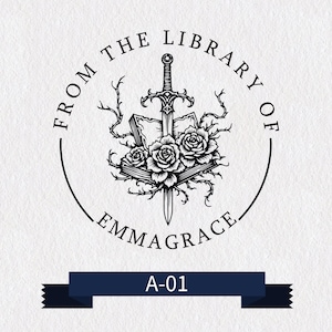 Sello de lacre de libro Sword Rose: sello de fantasía medieval vintage para sobres, invitaciones de boda, diarios, envoltorios de regalos y cartas.