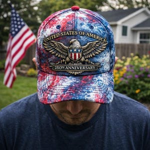 All Over Print 250th Anniversary Baseball Cap Print 3D, 250 Army Anniversary Cap, 1776 - 2026 Hat, 250th Anniversary Hat, America Cap Gift