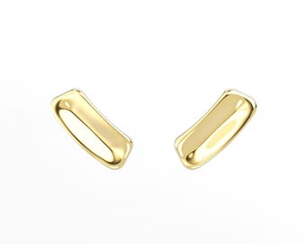 18 kt vergulde sterlingzilveren oorknopjes: moderne sculpturale sieraden