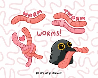 Worms! Glossy vinyl stickers
