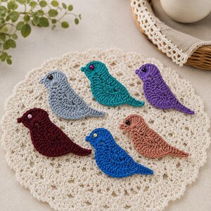 Gehäkelte Vogel Applikationen Set 3 Stück Handarbeit Deko Aufnäher für Kleidung Taschen DIY Geschenk