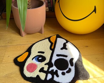 Kewpie Baby Skeleton : Handmade Acrylic Wool Tufted Rug (16.5 inch)