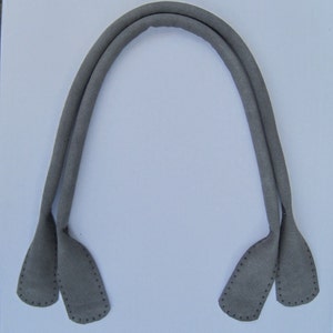 24-Inch Grey Suede Tote Handles