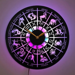 Horoscope Clock, Horoscope Decor, Zodiac Wall Clock, Astrology Clock, Horoscope Symbols, Astrological Decor, Astrology Gift