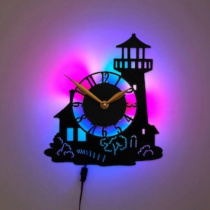 Lighthouse Clock, Lighthouse Design Clock, Home Decor Clock, Modern Lighthouse Clock