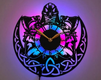 Viking Wall Clock, Nordic Design Clock, Warrior Clock, Celtic Knot Clock