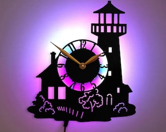 Lighthouse Clock, Lighthouse Design Clock, Home Decor Clock, Modern Lighthouse Clock