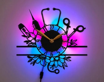 Nurse Office Clock, Medical Clock, Nurse Decor Clock, Doctor Wall Clock, Medical Instruments Clock, Healthcare Wall Art