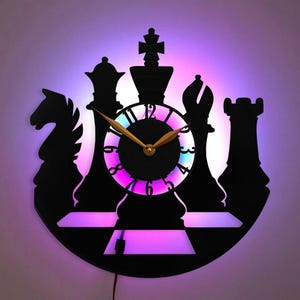 Chess Clock, Chess Piece Decor, Chess Gifts , Chess Board Clock, Chess Player Gift, Modern Chess Decor