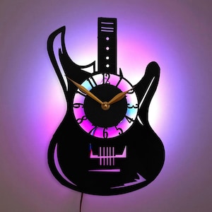 Electric Guitar Clock, Electric Guitar Decor, Guitar Wall Clock, Music Themed Decor, Music Lover Gift, Guitarist Room Decor