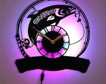 Fishing Clock, Fish Clock, Fishing Decor, Fishing Gift Idea, Fisherman Decor, Fish and Hook Design Clock
