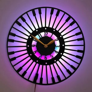 Piano Clock, Piano Decor, Musical Clock, Music Decor, Piano Art Clock, Musician Gift, Home Studio Decor