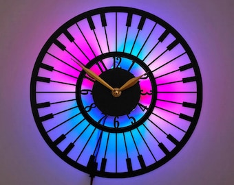 Reloj de piano, reloj de pared musical, decoración musical, reloj de arte de piano, regalo de músico, decoración de estudio en casa
