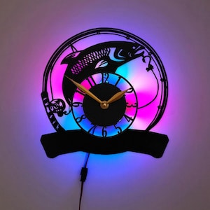 Fishing Clock, Fish Clock, Fishing Decor, Fishing Gift Idea, Fisherman Decor, Fish and Hook Design Clock
