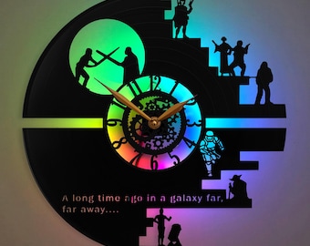 Reloj de Star Wars, Regalos de Star Wars para hombres, Regalos únicos para él, Reloj de Star Wars, Arte de pared de Star Wars, Regalo de cumpleaños, Reloj de la Estrella de la Muerte