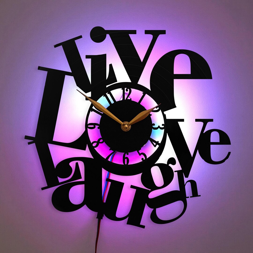 Live Love Laugh Clock, Inspirational Decor, Motivational Art Clock ...
