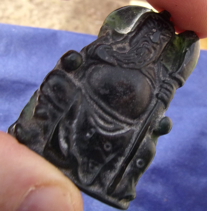 Vintage Black Jade Chinese Carving Beautiful Cabochon Etsy
