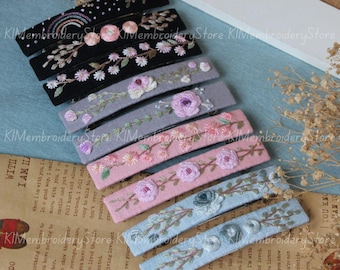 Pasador de pelo grande bordado a mano, accesorios para el cabello, Francia