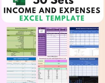 50 Sätze Einnahmen und Ausgaben Excel Vorlage: Buchhaltung | Finanieren | Tabelle | Dashboard | Haushalt