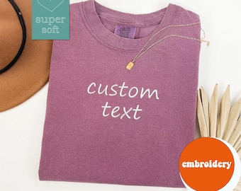Comfort Colors Personalized Embroidered Tshirt for Grandma, Couple & Team Order