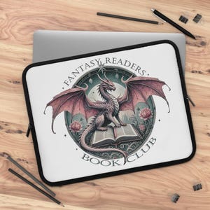 Fantasy Readers  Laptop Sleeve - Cottagecore Dragon,  Vintage Moon Coquette Art, Whimsical Chic Gift Case, Laptop Accessories,
