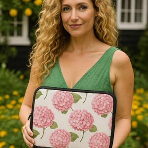 Custodia per laptop con motivo floreale di ortensia, custodia per MacBook in stile cottage, motivo botanico per iPad, regalo per la mamma, custodia per laptop con motivo floreale per Dell e Lenovo