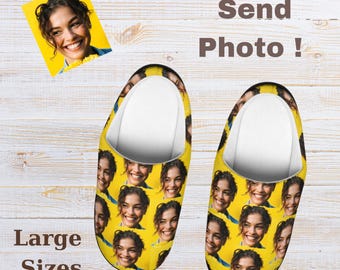 Personalized Non-Slip Slippers Custom Faces Slippers Indoor Warm House Shoes Christmas Day Gifts for Him Mens Slippers.