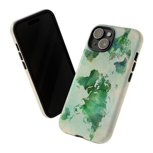 ヴィンテージ水彩画の世界地図の携帯電話ケース - 彼女へのグリーンギフト - iPhone、Google Pixel、Samsung