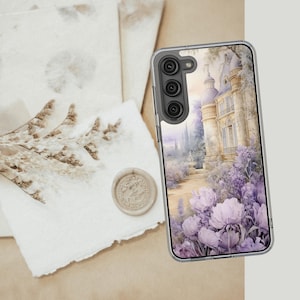 Enchanting Lavender Castle Phone Case: Floral Art Design for iPhone & Samsung Galaxy