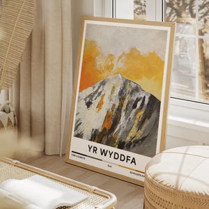 Yr Wyddfa Eryri Print – Premium Matte Paper Poster – Snowdon peak Snowdonia travel gift – abstract modern art