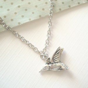 Hummingbird Necklace Silver Hummingbird Pendant Bird Jewelry Minimalist Jewelry