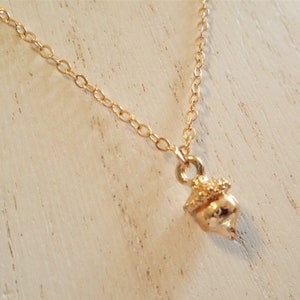 Gold Acorn Necklace Tiny Rose Gold Acorn Pendant Acorn Jewelry Nature Lover Jewelry Gardner Necklace