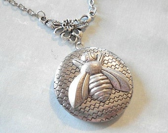 Silver Bee Locket Silver Bee Necklace Bee Locket Jewelry Bee Jewelry